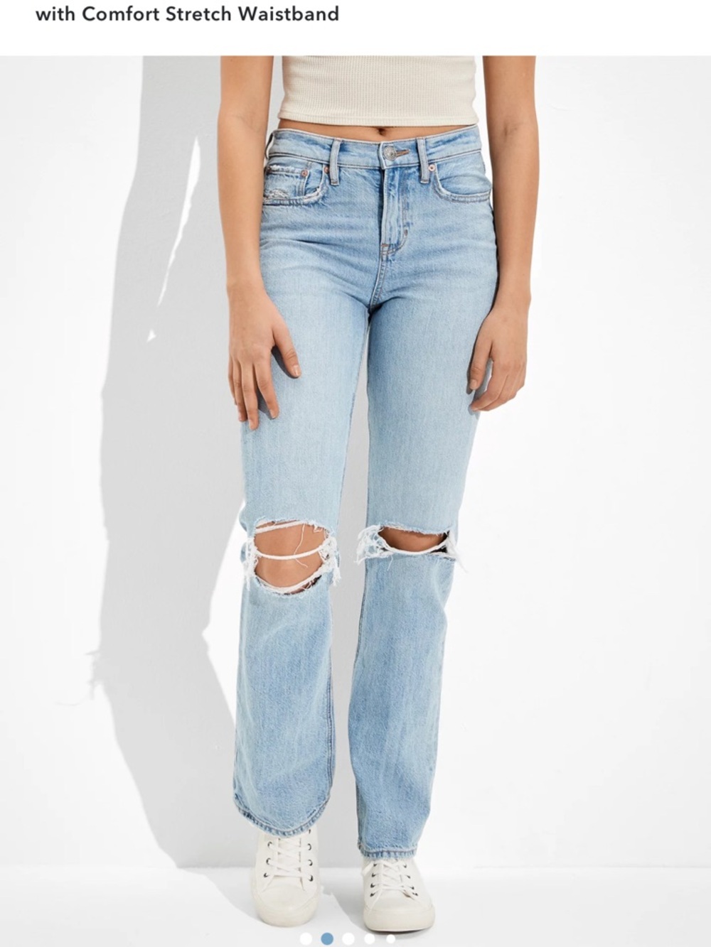 American Eagle Outfitters Light Blue Distressed Straight/90s Bootcut - Women